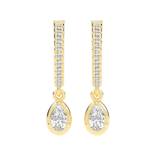 Graceful Line Pear Drop Diamond Hoops