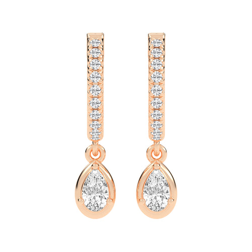 Graceful Line Pear Drop Diamond Hoops