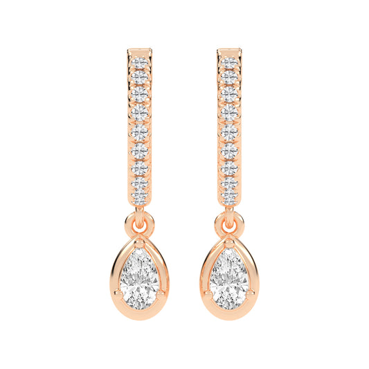 Graceful Line Pear Drop Diamond Hoops
