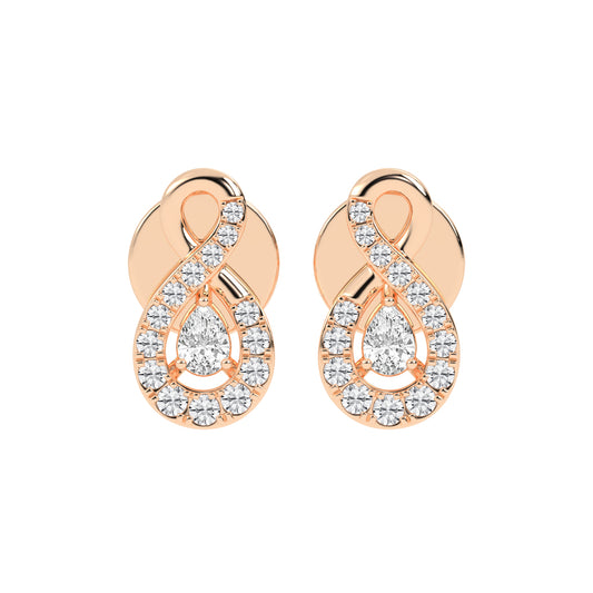 Infinity Embrace Pear Halo Diamond Studs