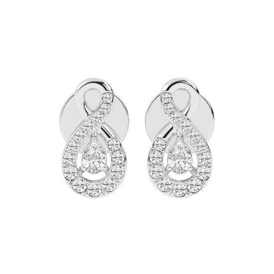 Infinity Embrace Pear Halo Diamond Studs