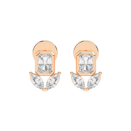 Allure Emerald Cut Marquise Diamond Studs