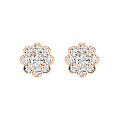 Blooming Petal Diamond Cluster Stud Earrings