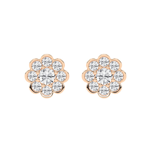 Blooming Petal Diamond Cluster Stud Earrings