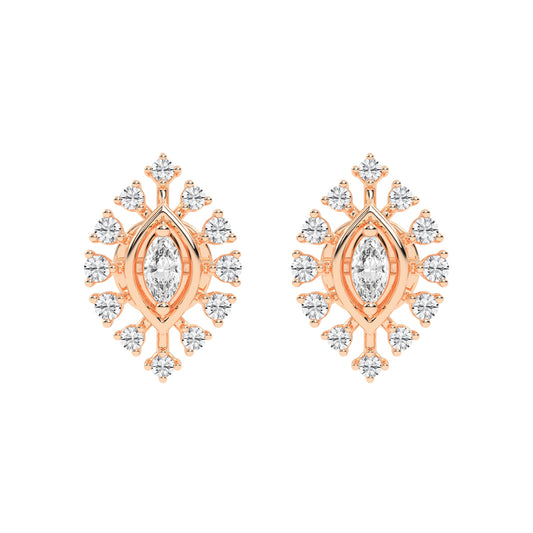 Radiant Marquise Burst Diamond Cluster Studs