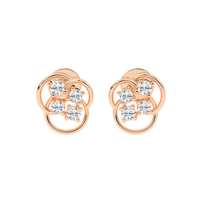 Abstract Bloom Intertwined Diamond Cluster Studs