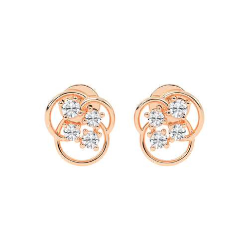 Abstract Bloom Intertwined Diamond Cluster Studs