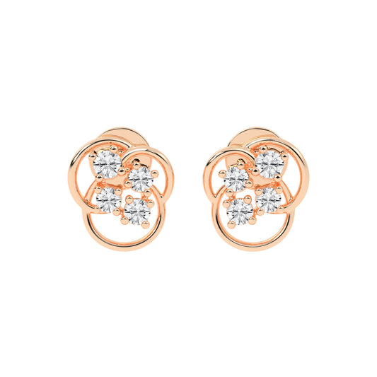 Abstract Bloom Intertwined Diamond Cluster Studs