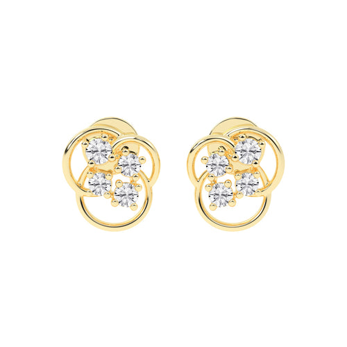 Abstract Bloom Intertwined Diamond Cluster Studs