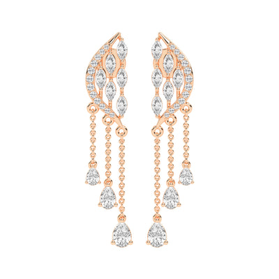Majestic Feathered Cascade Diamond Dangle Earrings