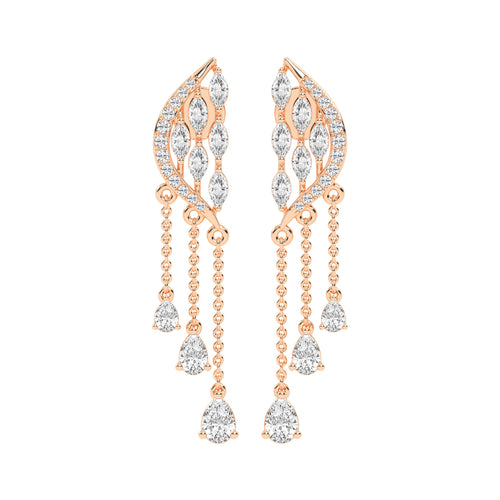 Majestic Feathered Cascade Diamond Dangle Earrings