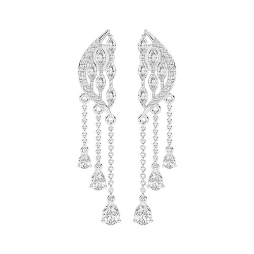 Majestic Feathered Cascade Diamond Dangle Earrings