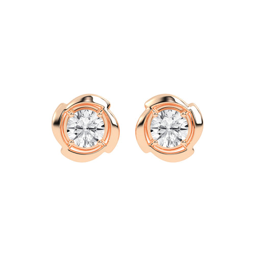 Sculpted Petal Solitaire Radiance Diamond Studs