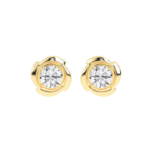 Sculpted Petal Solitaire Radiance Diamond Studs