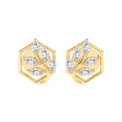 Marquise Diamond Hexagon Studs