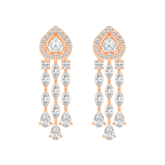 Heartfelt Cascade Diamond Dangle Earrings