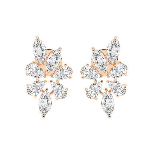 Diamond Bloom Marquise and Pear Cluster Earrings