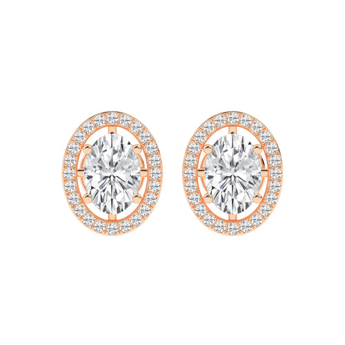 Oval Brilliance Diamond Halo Stud Earrings