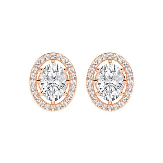 Oval Brilliance Diamond Halo Stud Earrings