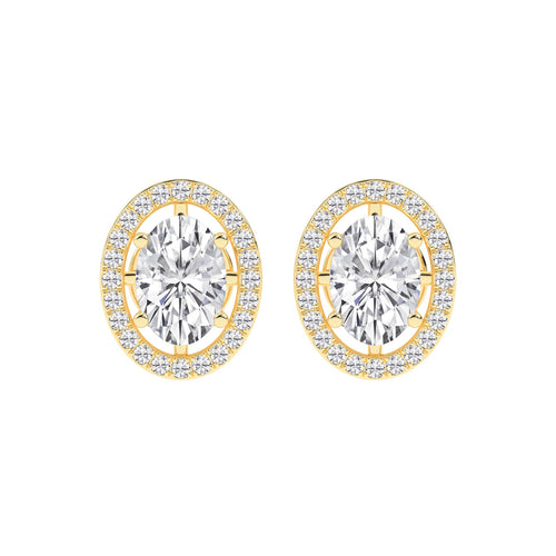 Oval Brilliance Diamond Halo Stud Earrings