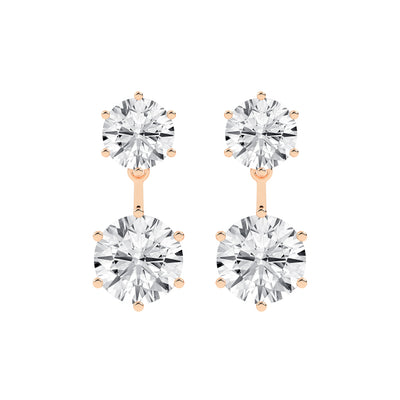 Twin Star Dual Diamond Drop Earrings