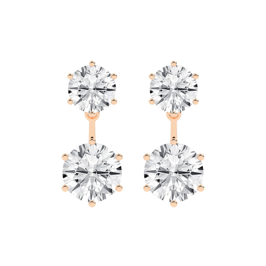 Twin Star Dual Diamond Drop Earrings