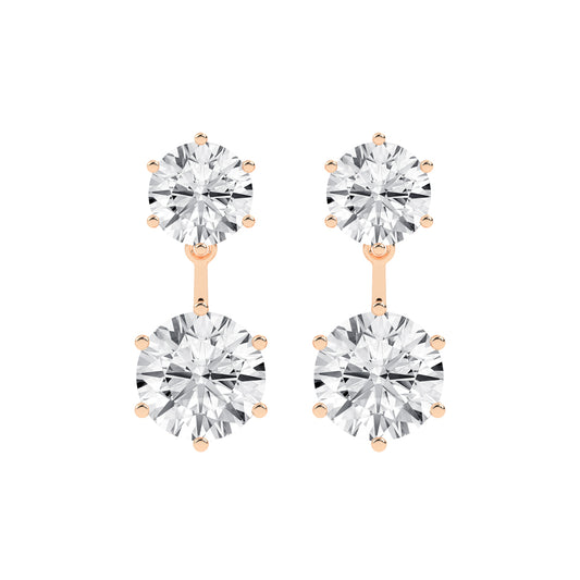 Twin Star Dual Diamond Drop Earrings