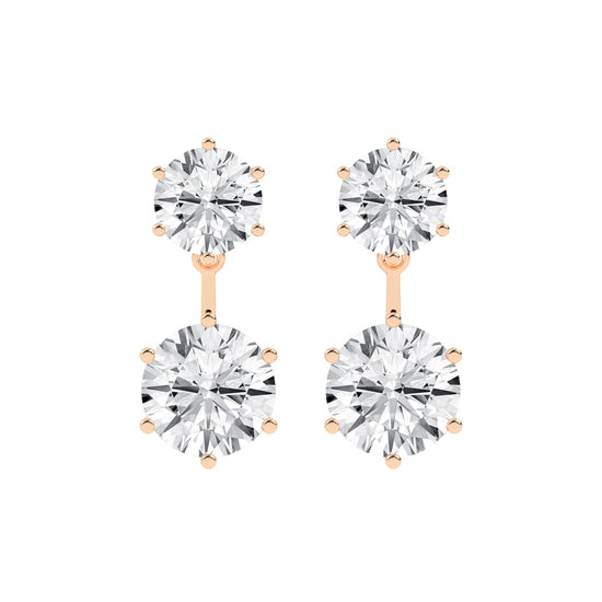 Twin Star Dual Diamond Drop Earrings