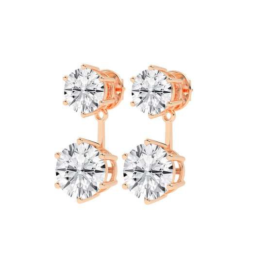 Twin Star Dual Diamond Drop Earrings