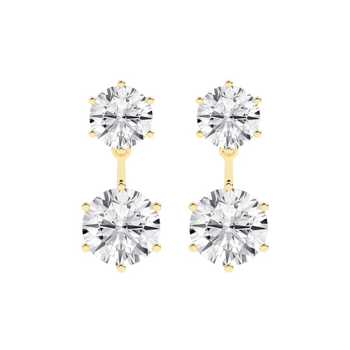 Twin Star Dual Diamond Drop Earrings