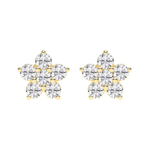 Petal Sparkle Diamond Flower Stud Earrings