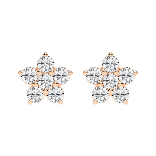 Petal Sparkle Diamond Flower Stud Earrings