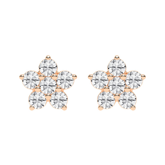 Petal Sparkle Diamond Flower Stud Earrings