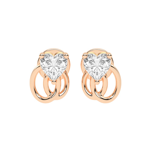 Linked Hearts Diamond Stud Earrings