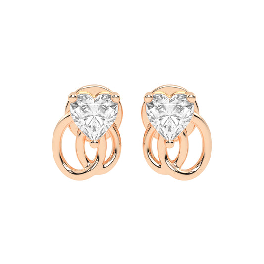 Linked Hearts Diamond Stud Earrings