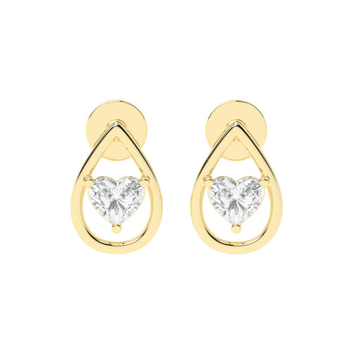 Heart in Teardrop Diamond Stud Earrings