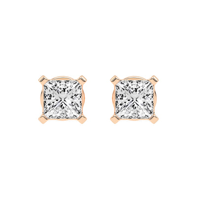 Radiant Square Princess Cut Diamond Stud Earrings