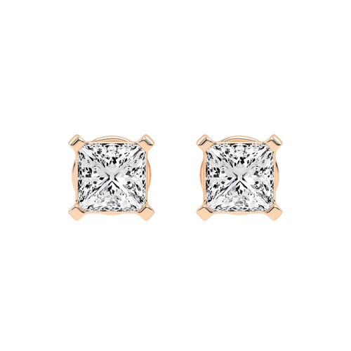 Radiant Square Princess Cut Diamond Stud Earrings