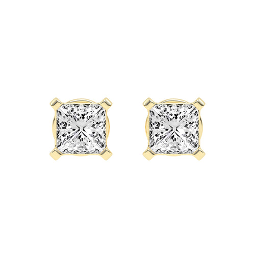 Radiant Square Princess Cut Diamond Stud Earrings