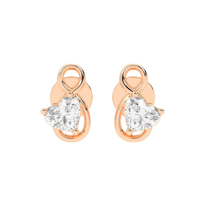 Infinity Heart Diamond Stud Earrings