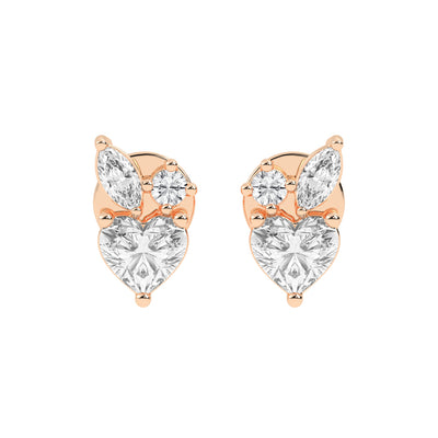 Heartfelt Wings Diamond Cluster Stud Earrings