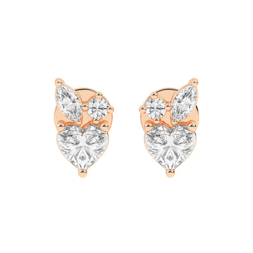 Heartfelt Wings Diamond Cluster Stud Earrings