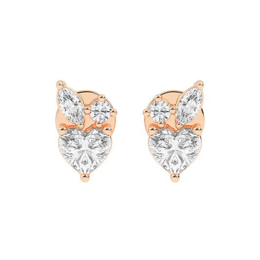 Heartfelt Wings Diamond Cluster Stud Earrings