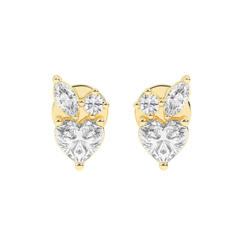 Heartfelt Wings Diamond Cluster Stud Earrings