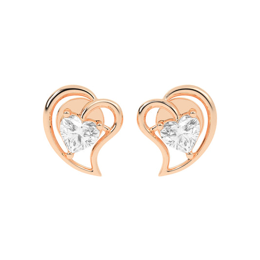 Embracing Heart Diamond Stud Earrings