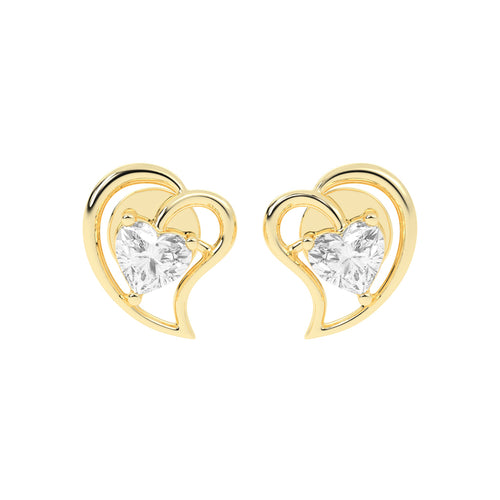 Embracing Heart Diamond Stud Earrings