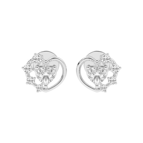Sparkling Heart Aura Diamond Cluster Earrings