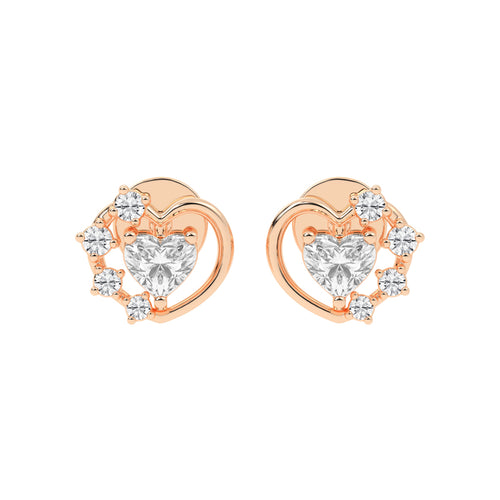 Sparkling Heart Aura Diamond Cluster Earrings