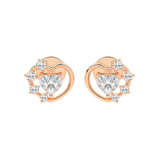 Sparkling Heart Aura Diamond Cluster Earrings