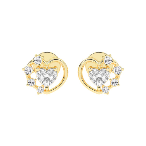 Sparkling Heart Aura Diamond Cluster Earrings